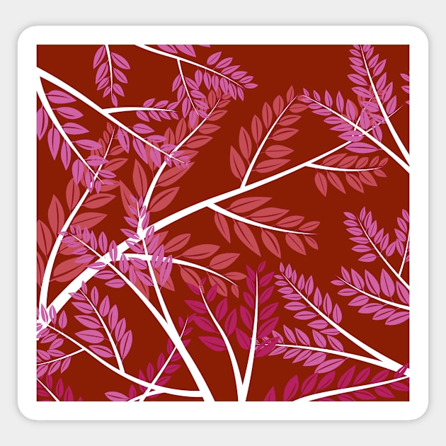 Lesbian Pride Overlapping Simple Leafy Branches Sticker by VernenInk